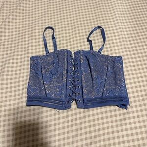 Victoria's Secret Blue Lace-Up Crop Top
